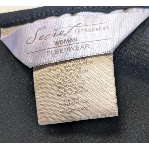 Secret Treasures Women's 2X Black Velour Lace Detail Slip Dress Nightgown - Picture 3 of 6